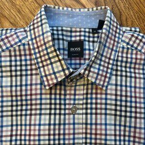 NEW! BOSS HUGO BOSS 'RONNY' SLIM FIT PLAID SPORT DRESS SHIRT M PREPPY CLASSIC